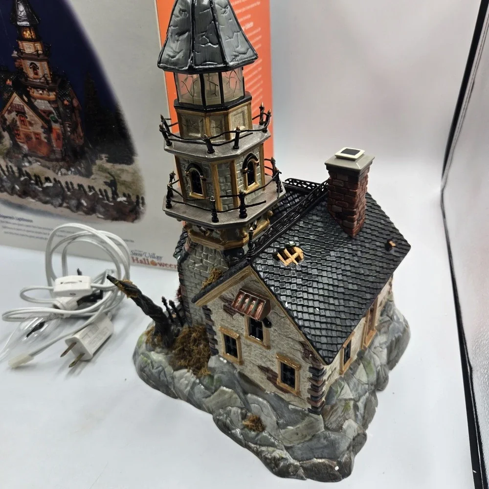 Dept 56 Halloween Village Shipwreck Lighthouse Electronic Lights Works 55088 NOS